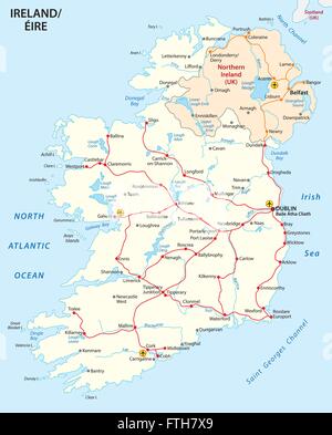 Map Of Ireland With The Railroute Network Fth7x9 