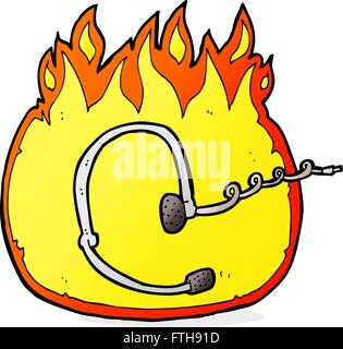 burning call center headset cartoon Stock Vector