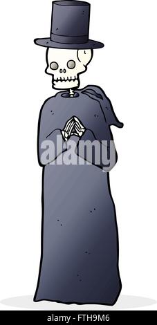 cartoon spooky skeleton wearing robe and top hat Stock Vector