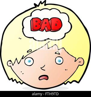 cartoon man having bad thoughts Stock Vector