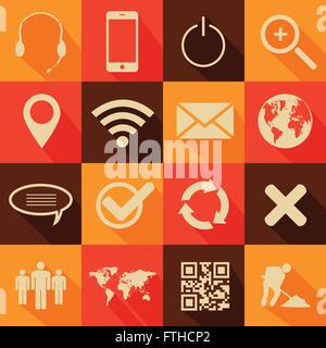 Retro style web and mobile icon set Stock Vector