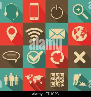 Retro style web and mobile icon set Stock Vector