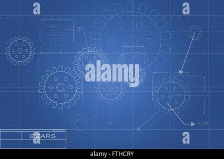 Blueprint Gear Illustration Stock Vector