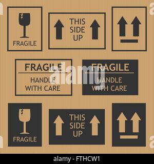 Fragile shipping labels vector illustration Stock Vector