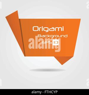 Orange Origami Speech Bubble Stock Vector