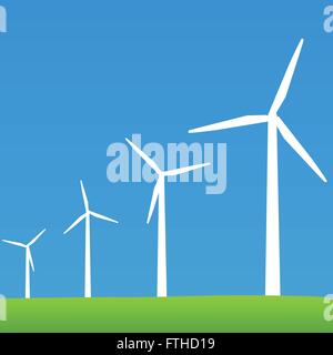 wind turbine, green eco friendly power generation icon vector ...