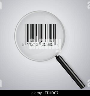 Magnifying glass and barcode illustration Stock Vector