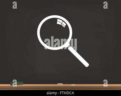 Magnifying glass icon chalkboard illustration Stock Vector