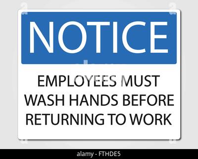 Employees must wash hands sign Stock Vector