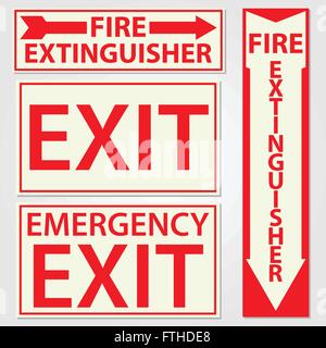 Fire safety signs vector illustration Stock Vector