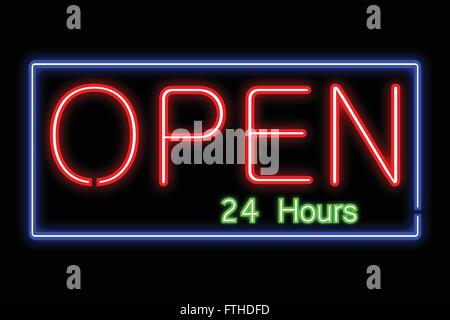 Neon Open Sign Illustration Stock Vector