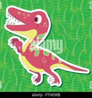 a cute dinosaur sticker with Deinonychus Stock Vector