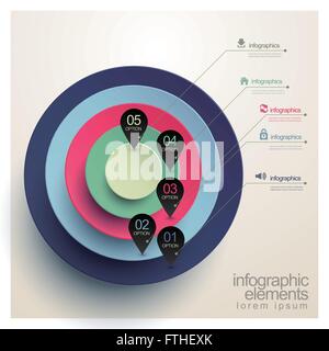 realistic pie chart with location mark infographic elements template Stock Vector