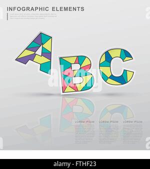 geometric colorful alphabets infographic elements isolated on white Stock Vector