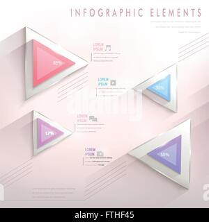 colorful modern triangle abstract infographic elements in pink Stock Vector