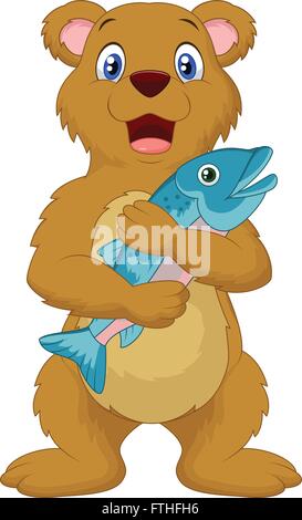 Cartoon brown bear eating fish Stock Vector Image &amp; Art - Alamy