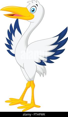 Cute stork cartoon posing Stock Vector