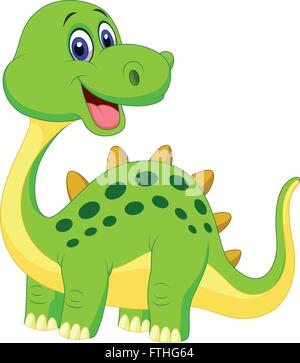 Cute green dinosaur cartoon Stock Vector