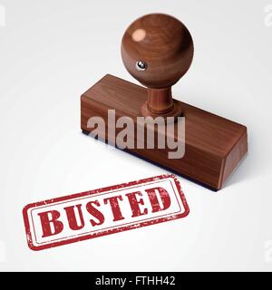 stamp busted in red over white background Stock Vector