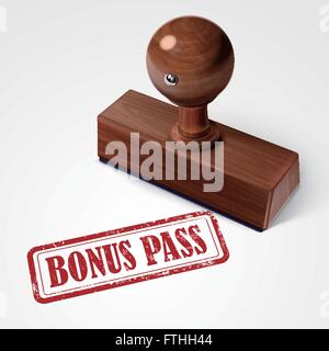 stamp bonus pass in red over white background Stock Vector