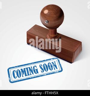 stamp coming soon in blue over white background Stock Vector