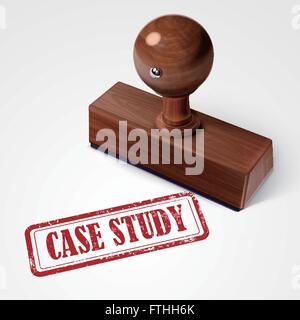 stamp case study in red over white background Stock Vector