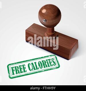 stamp free calories in green over white background Stock Vector