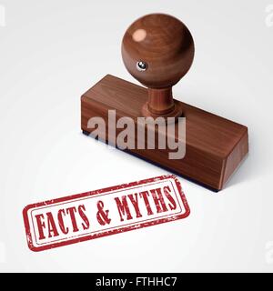 stamp facts and myths in red over white background Stock Vector