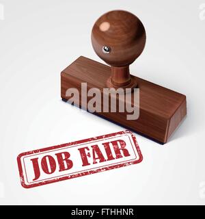 stamp job fair in red over white background Stock Vector