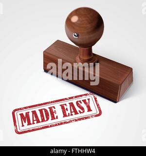 stamp made easy in red over white background Stock Vector