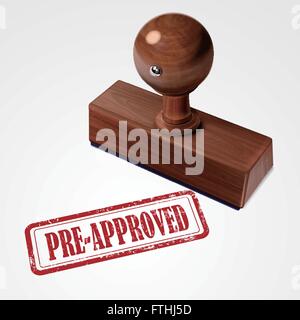 stamp pre-approved in red over white background Stock Vector