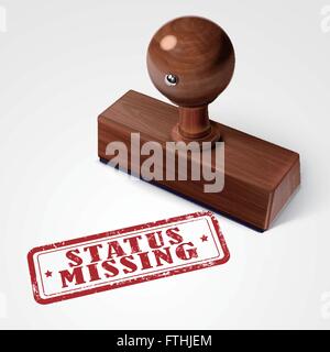 stamp status missing in red over white background Stock Vector