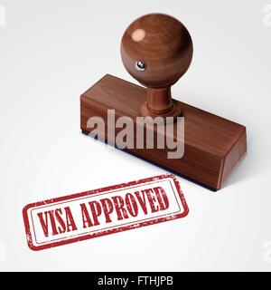 stamp visa approved in red over white background Stock Vector