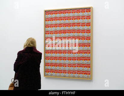 Andy Warhol screen print of Campbell's soup cans Stock Photo