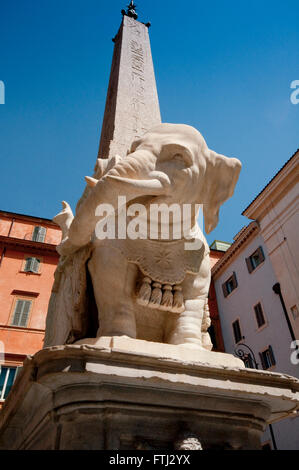 Italy, Lazio, Rome, Piazza della Minerva Square,  Elephant and Obelisk, designed by Gianlorenzo Bernini Stock Photo