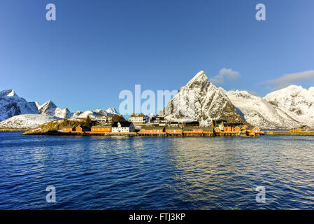 Winter in Olenilsoya in Reine, Lofoten Islands, Norway. Stock Photo