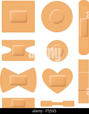 Set of medical plasters. Adhesive bandage set on white. vector Stock Vector