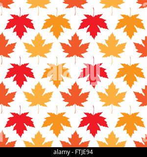 Vector seamless wallpaper. Autumn maple leaves of different colors on a white background Stock Vector
