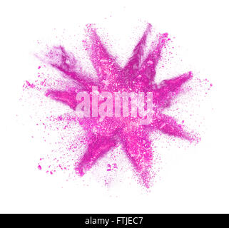 Explosion of pink powder on white background Stock Photo