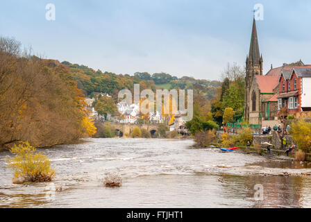 River Dee and Llangollen a popular gateway tourist destination on the route of the old A5 Stock Photo