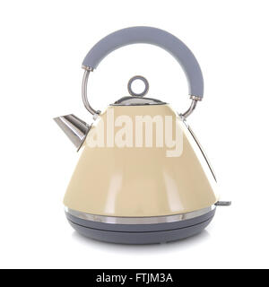 Modern Cream Electric Kettle on a white background Stock Photo