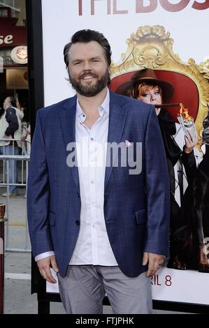 Tyler Labine at arrivals for THE BOSS Premiere, Regency Westwood Village Theatre, Los Angeles, CA March 28, 2016. Photo By: Michael Germana/Everett Collection Stock Photo