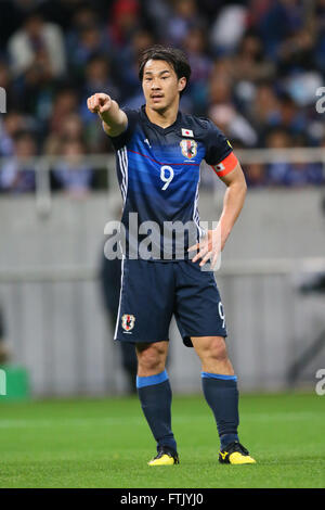 His 100 Games. 29th Mar, 2016. Shinji Okazaki (JPN), MARCH 29, 2016 - Football/Soccer : FIFA World Cup Russia 2018 Asian Qualifier Second Round Group E match between Japan 5-0 Syria at Saitama Stadium 2002, Saitama, Japan. Okazaki was made captain for the night to celebrate his 100th cap for his country. He is Japan's third all-time goalscorer with 48 goals in his 100 games. © YUTAKA/AFLO SPORT/Alamy Live News Stock Photo