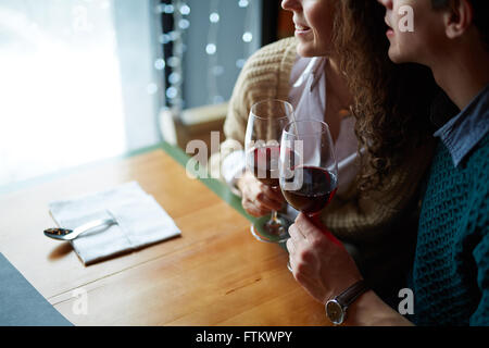 Lovers with wine Stock Photo