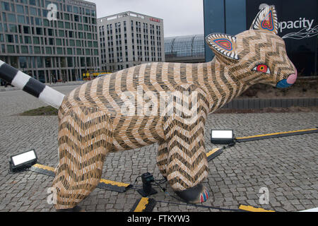 Mexico Tourism Marketing Ocelot Sculpture. Berlin, Germany. Stock Photo