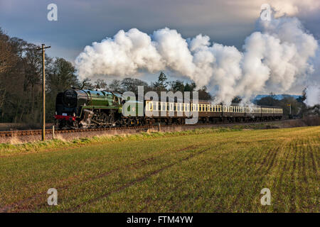 West Somerset Railway, The 9F Hauling The Pines Express Along Watersmeet. Just leaving Bishops Lydeard.