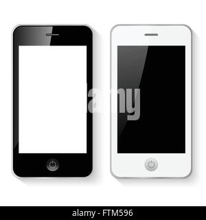 Black and white mobile smart phones vector illustration isolated Stock Vector