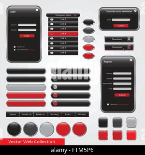 Red and black web vector collection Stock Vector