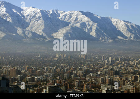 View of the city of Santiago with the Andes in the background - Chile Stock Photo