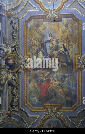 Painting on the ceiling of the nave of the Third Order of the Church of Our Lady of Mount Carmo Stock Photo